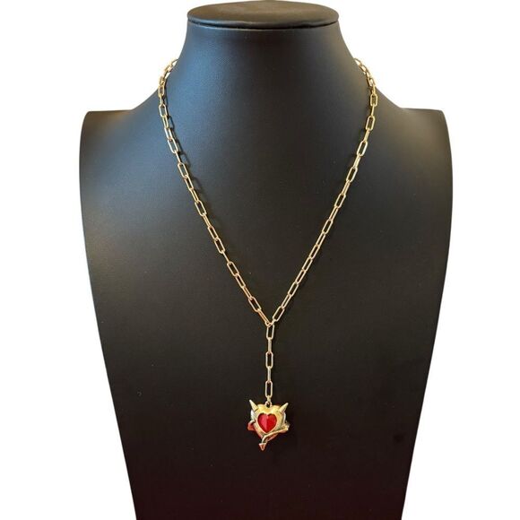 Sexy Devil Red Crystal Heart Y Necklace. - Picture 5 of 7